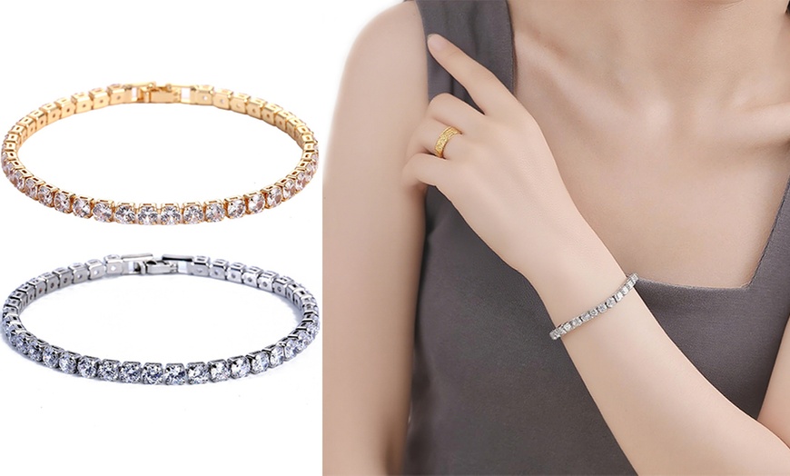 Image 1: 2x Schlichtes Tennisarmband mit Zirkonia-Kette