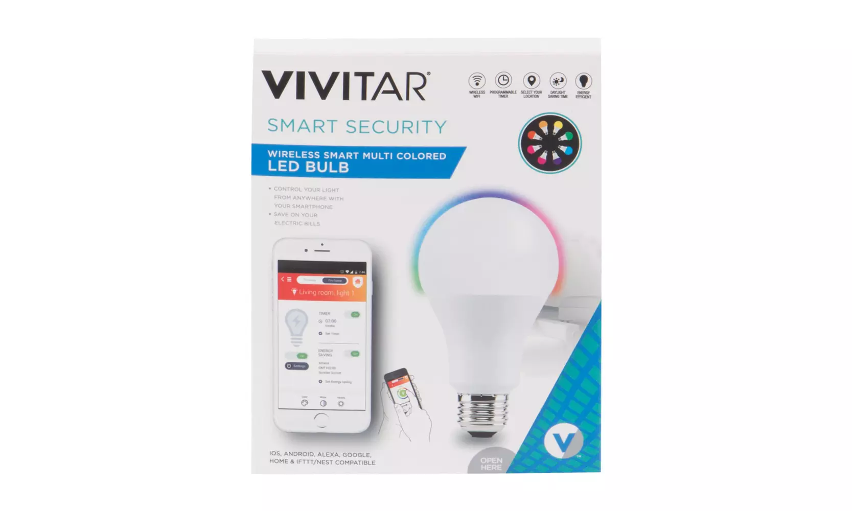 Vivitar Color Changing Smart LED Light Bulb (40W or 70W) - Second Medium