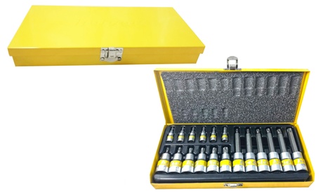 Kit di bussole esagonali con 18 pezzi in acciaio