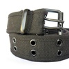 Image 3: High Quality Men Women Unisex 2 Holes Grommet Stitched Military Web Canvas Belt