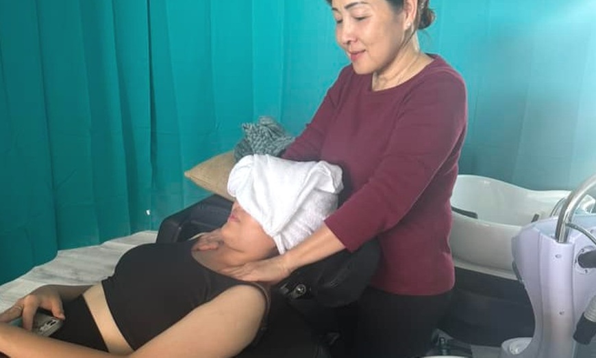 Image 12: 90 Min Deluxe Head Spa w/Massage + Organic Mini-Facial for 1 or 2
