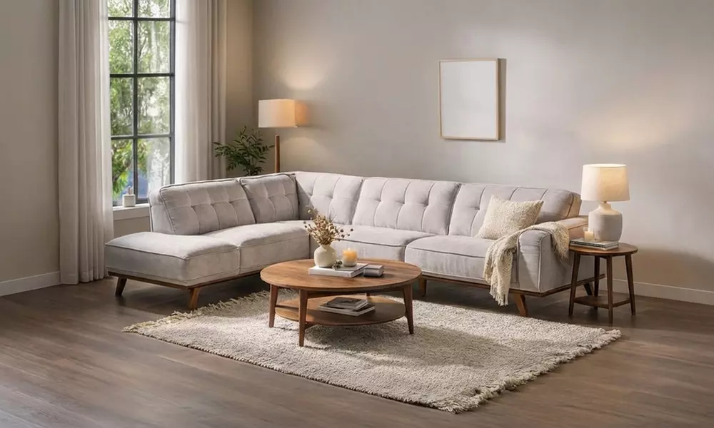 Canapé d'angle Kocoon en tissu avec méridienne angle gauche ou droit