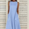 Image 1: Lightweight Sleeveless A-Line Dress in Cotton & Linen