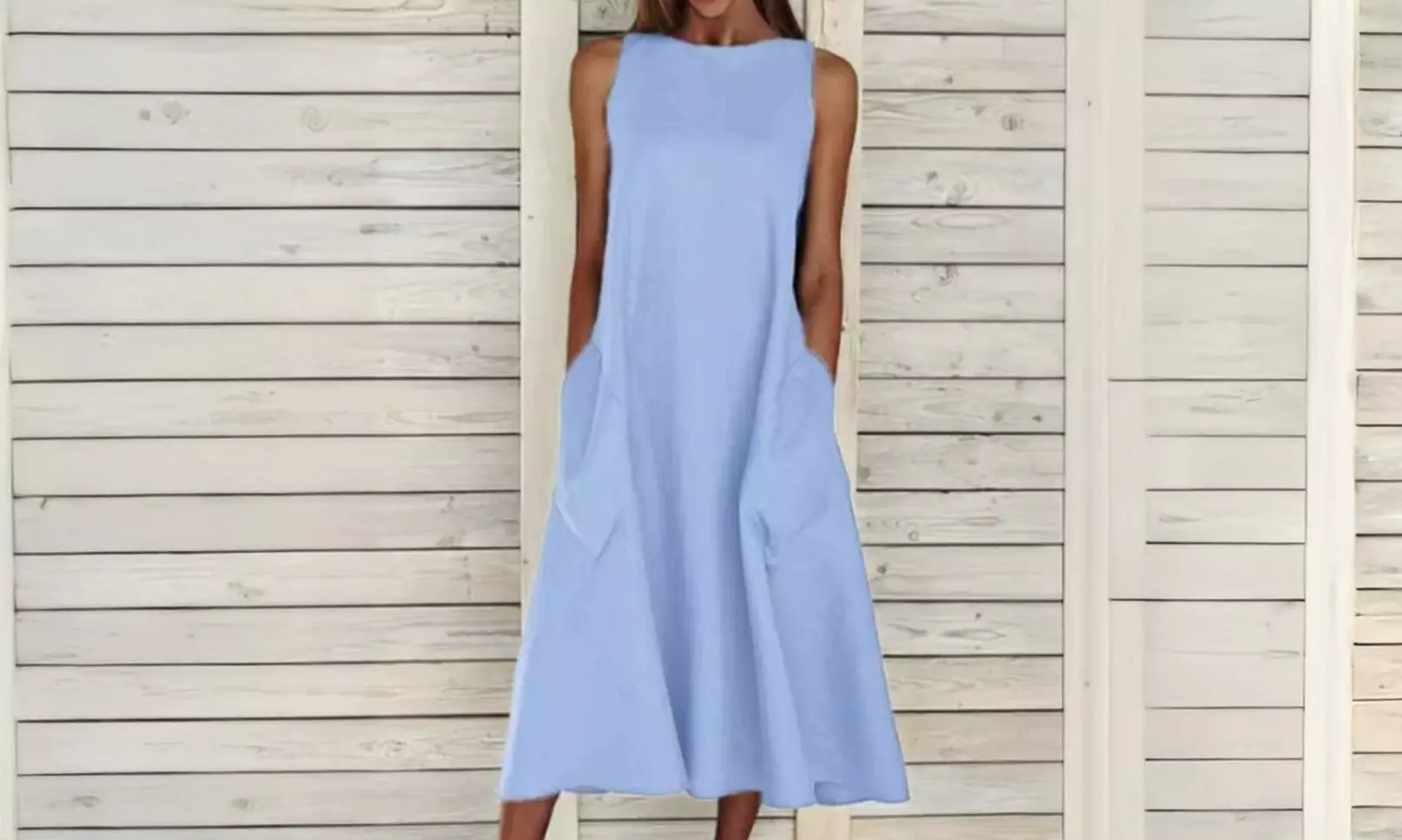 Lightweight Sleeveless A-Line Dress in Cotton & Linen