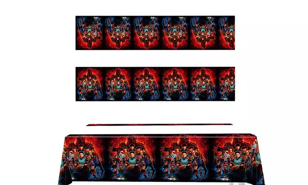 80s Retro Style Sci-Fi Birthday Party Tableware Set with Banner