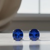Image 1: Paris Jewelry 14k White Gold Plated Round 5 MM Blue Sapphire Stud Earrings