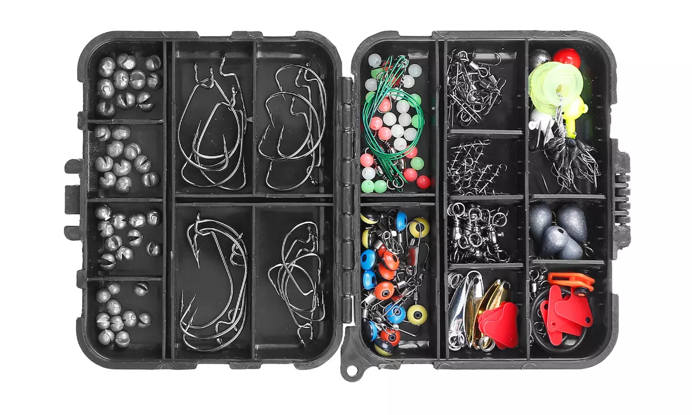 Lakeforest Portable Fishing Accessory Kit Set w/ Compact Tackle Box (188-Piece)