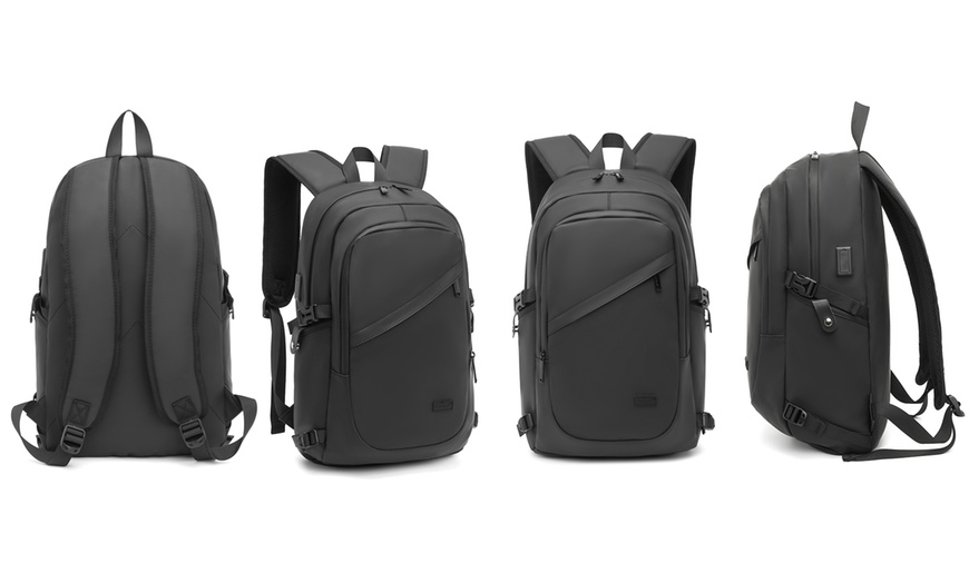 Image 5: KONO PVC Coated Water-Resistant Backpack Travel Business Laptop Bag