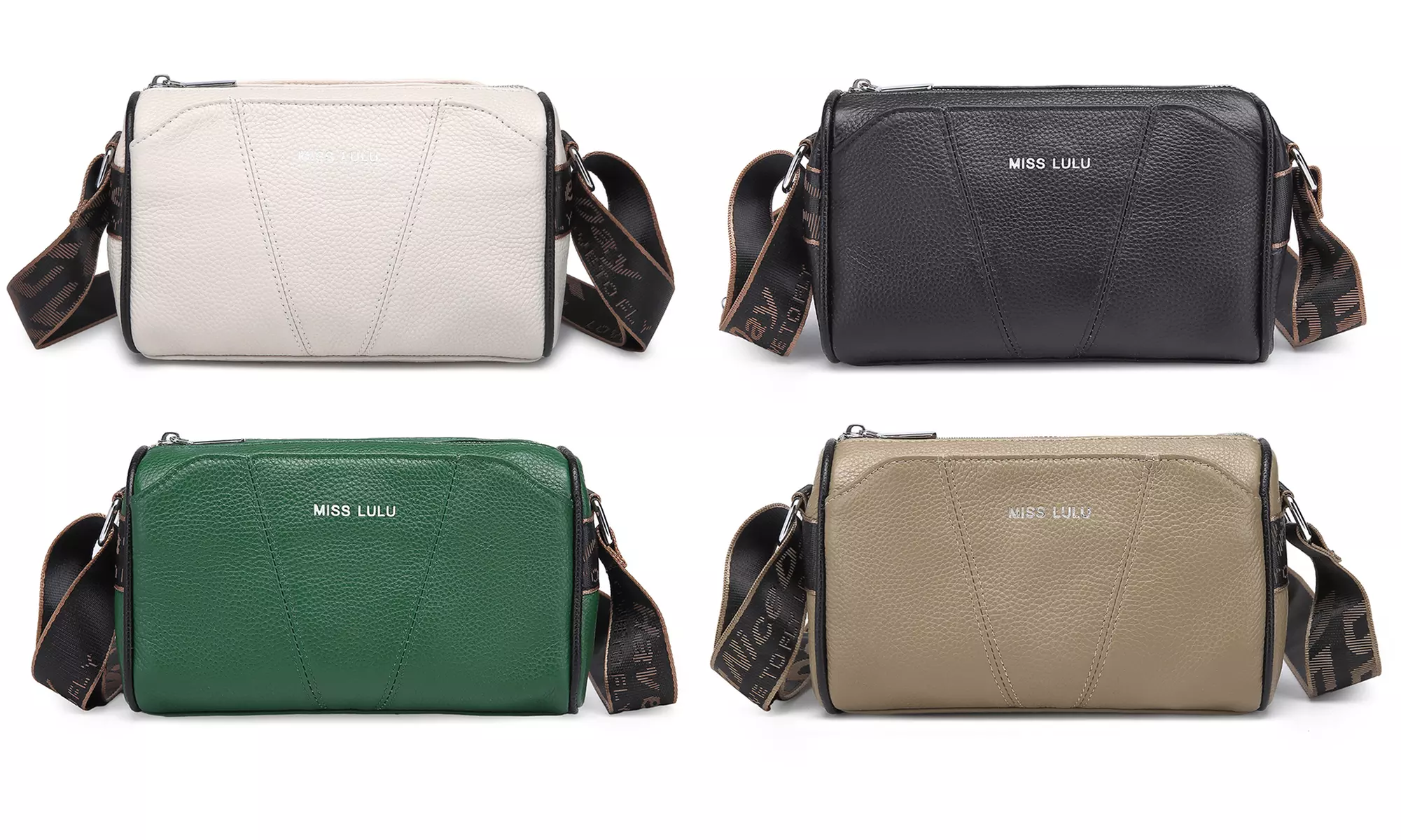 MISS LULU Women Wide Strap Leather Crossbody Bag Hand Bag - Primary Image