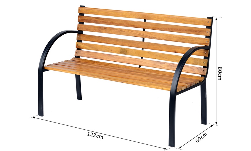 Image 8: Outsunny Two-Seater Garden Bench