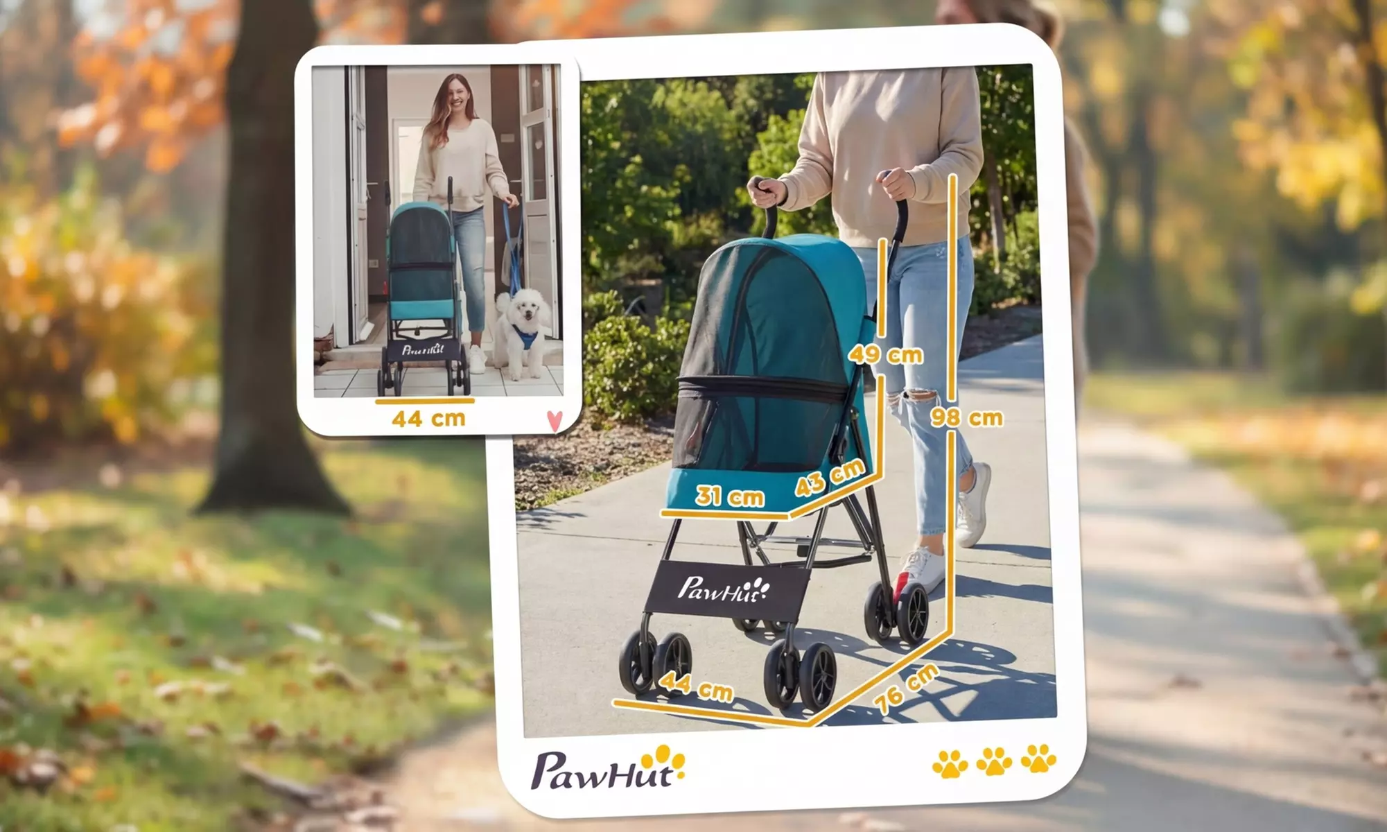 PawHut Foldable Pet Stroller with Canopy