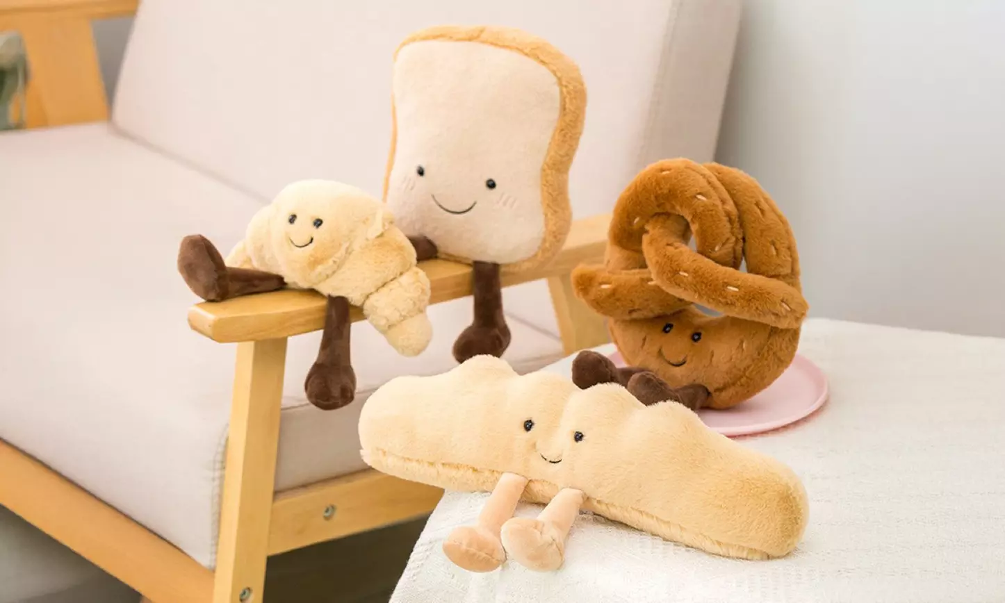 Kuscheliges Plüschtier im Lebensmitteldesign