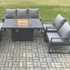Image 2: Aluminium 5 Piece Garden Sofa Set with 8 Seater Cushion Gas Fire Pit