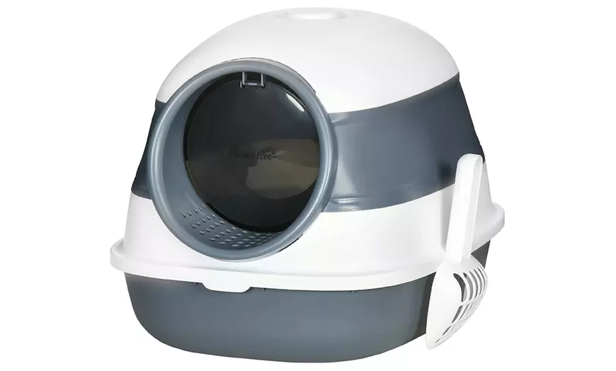 Image 4: PawHut Foldable Cat Litter Tray with Lid
