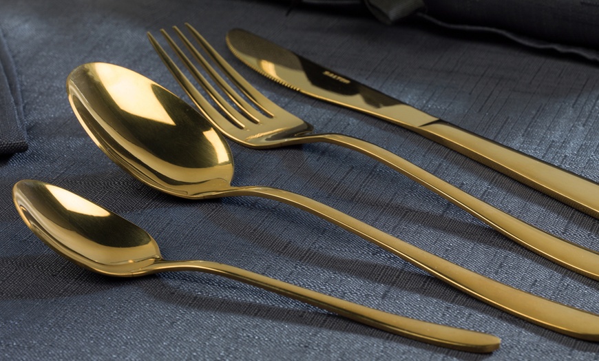 Image 1: Salter Gold-Plated Cutlery Set