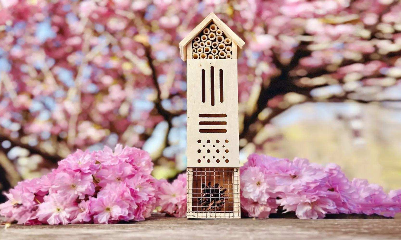 Hand Crafted Multicompartment Wooden Pollinating Houses for Bees & Butterflies