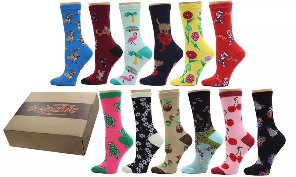 Frenchic Women's Statement Cotton Blend Crew Socks (12-Pairs)