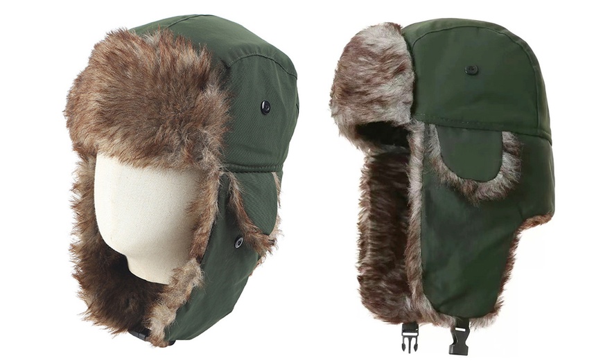 Image 3: Bonnet d'hiver ajustable avec doublure en fausse fourrure