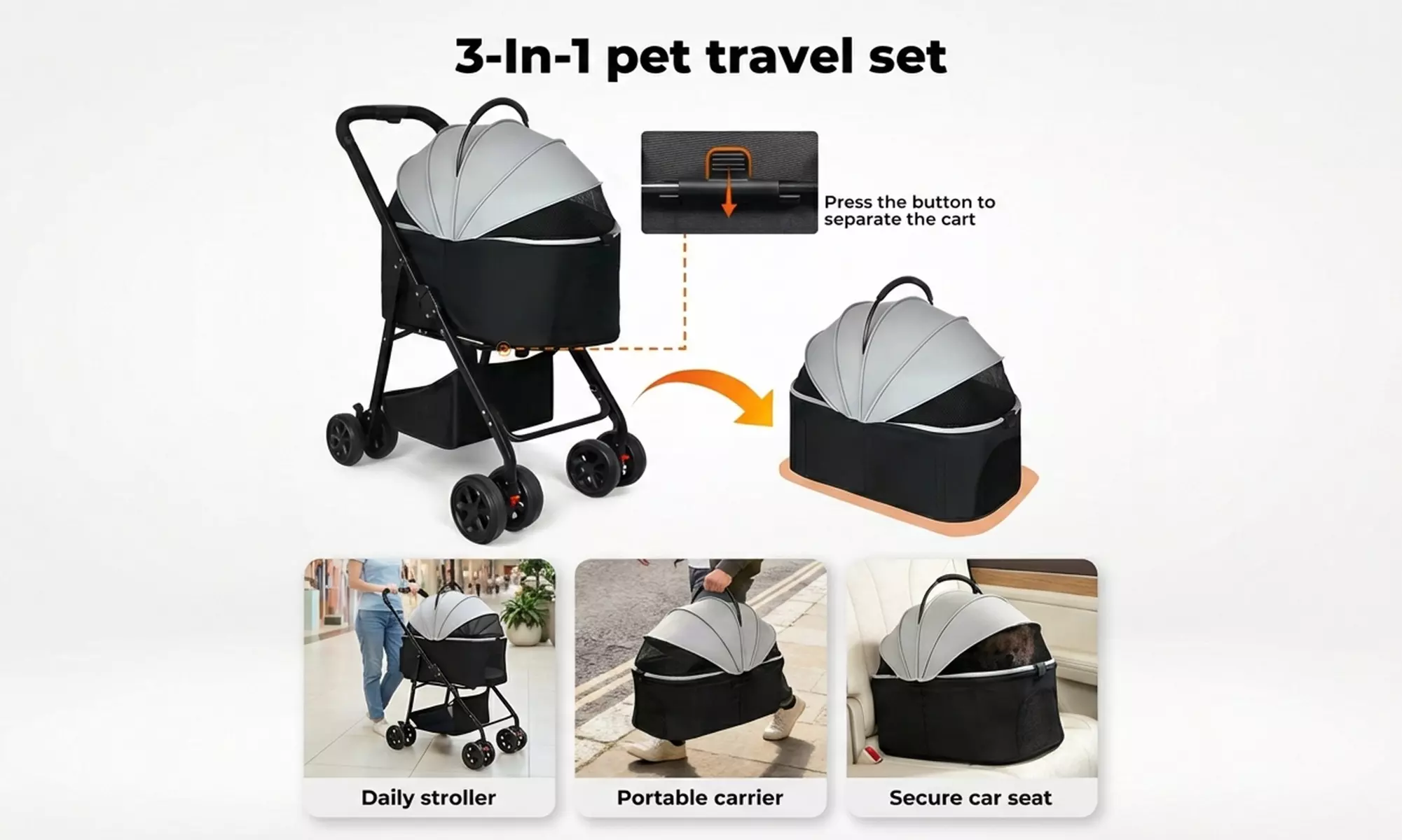 Skylos 3-In-1 Foldable Pet Stroller