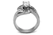 Womens 1.38ct Round & Bagguete Cubic Zirconia Stainless Steel Wedding Ring Set - Second Medium