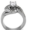 Image 2: Womens 1.38ct Round & Bagguete Cubic Zirconia Stainless Steel Wedding Ring Set 