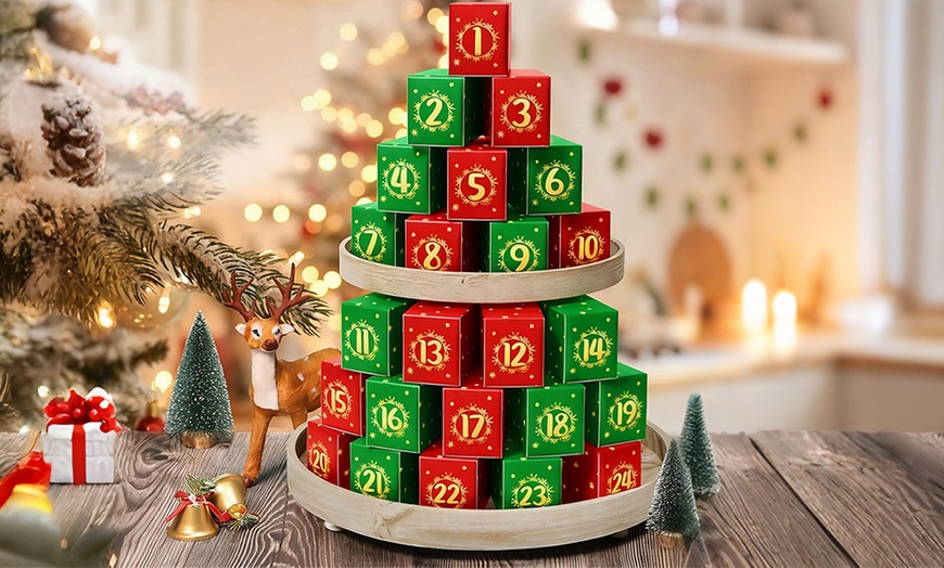 Image 2: Calendario dell'Avvento con blocchi da costruzione a bouquet di fiori