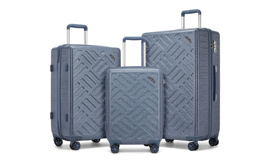 Image 2: KONO Hardshell Luggage in Denim Blue with TSA Lock and Spinner Wheels