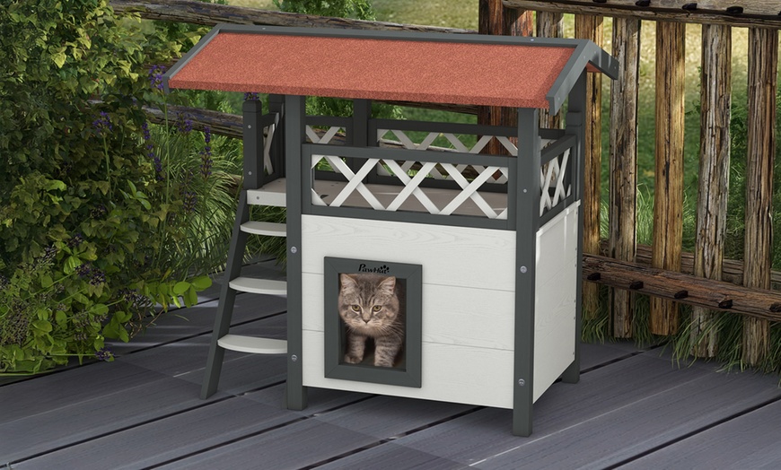 Image 1: PawHut Outdoor Cat Shelter