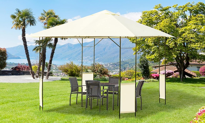 Image 1: Outsunny Portable Steel Garden Gazebo 3m x 3m