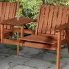 Image 5: Outsunny 2-Seater Wooden Bench with Centre Table