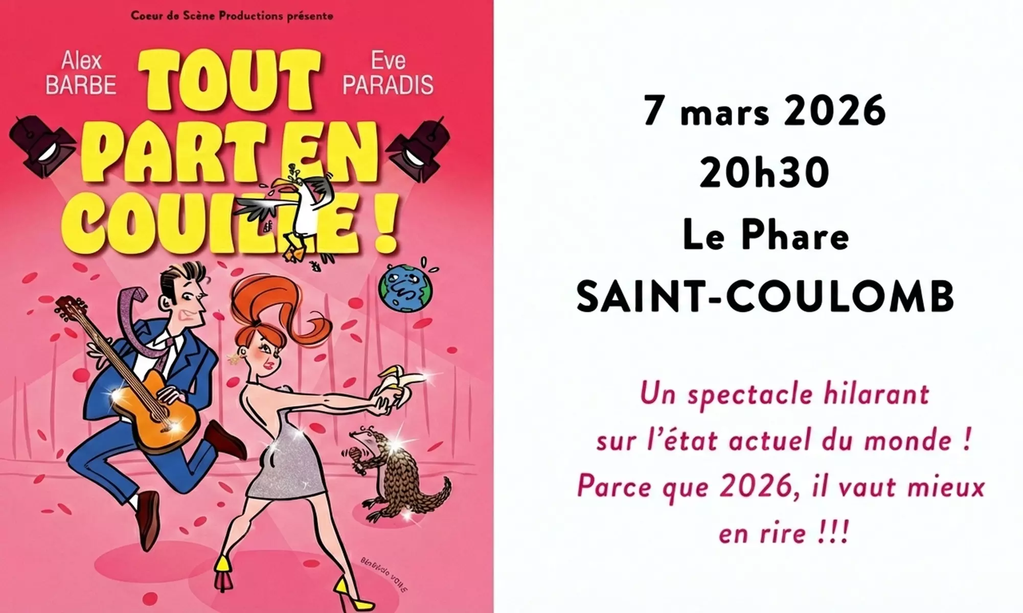 "Tout part en couille" : place de spectacle au Phare de Saint-Coulomb - le 7 mars 2026 à 20h30 (50% de remise) - Primary Image