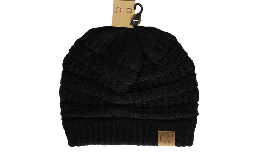 Image 24: Cheveux Corp. Women's Solid Classic CC Beanie 