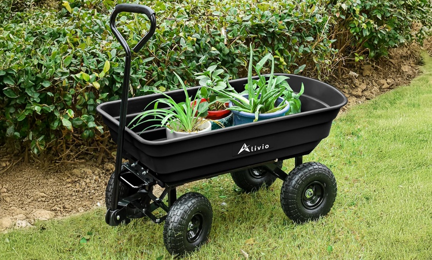 Image 2: Alivio Garden Cart 75L Heavy Duty Wheelbarrow Trolley