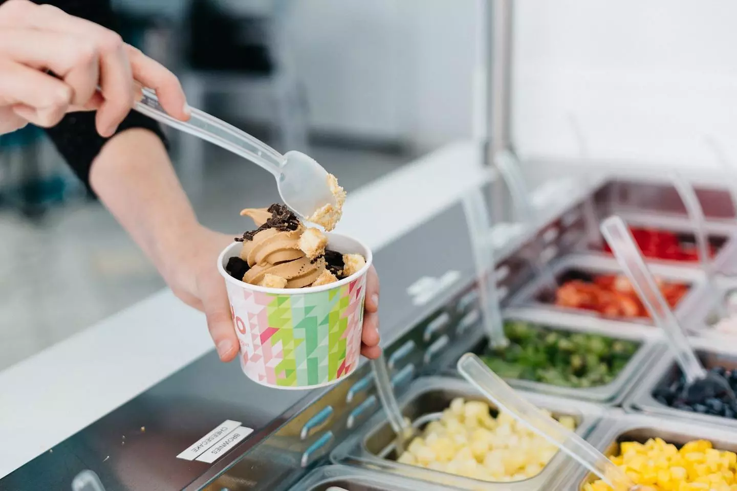 Create your own frozen yogurt with dozens of flavors