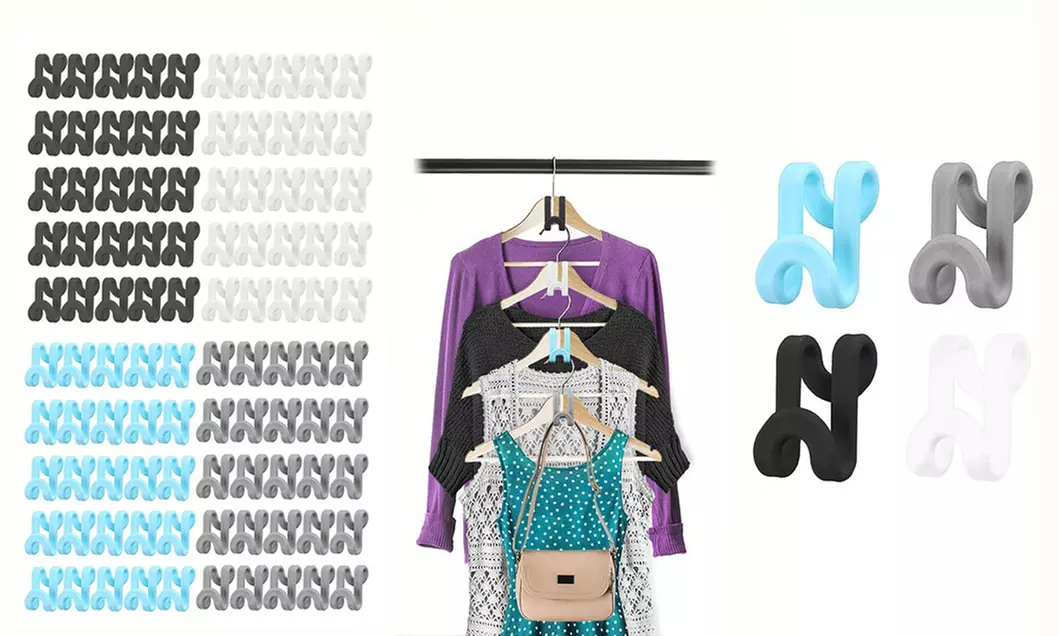 60 PCS Heavy Duty Clothes Hanger Connector Hooks Space Saving Extender Clips