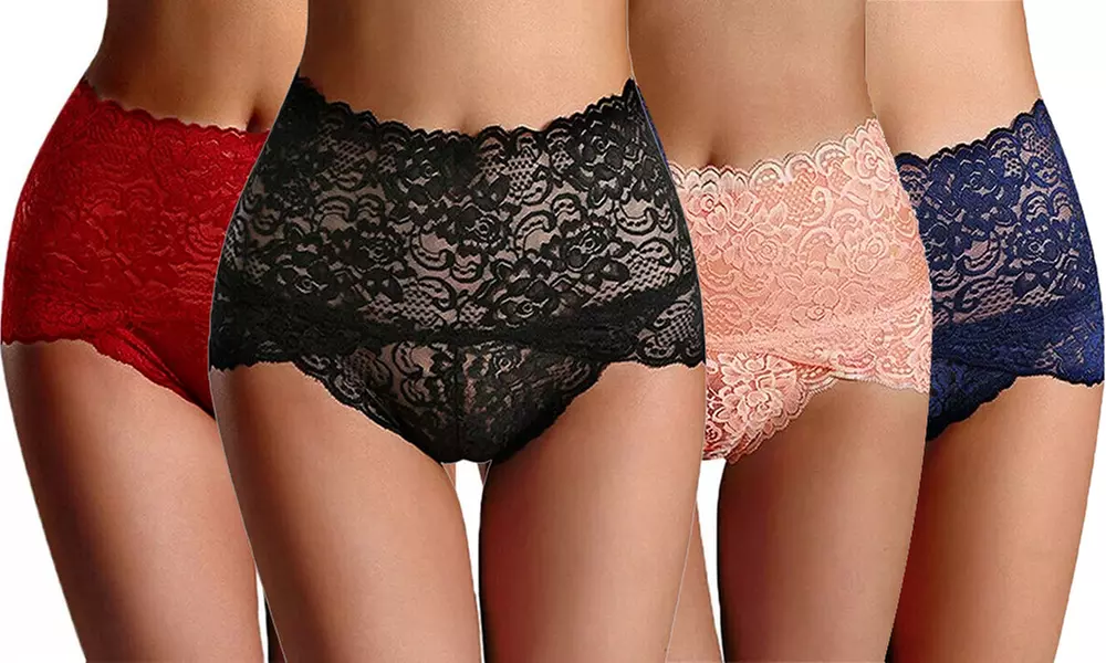 1x oder 4x hochtailliertes Damen-Spitzen-Höschen in der Größe nach Wahl inkl. Versand - Primary Image