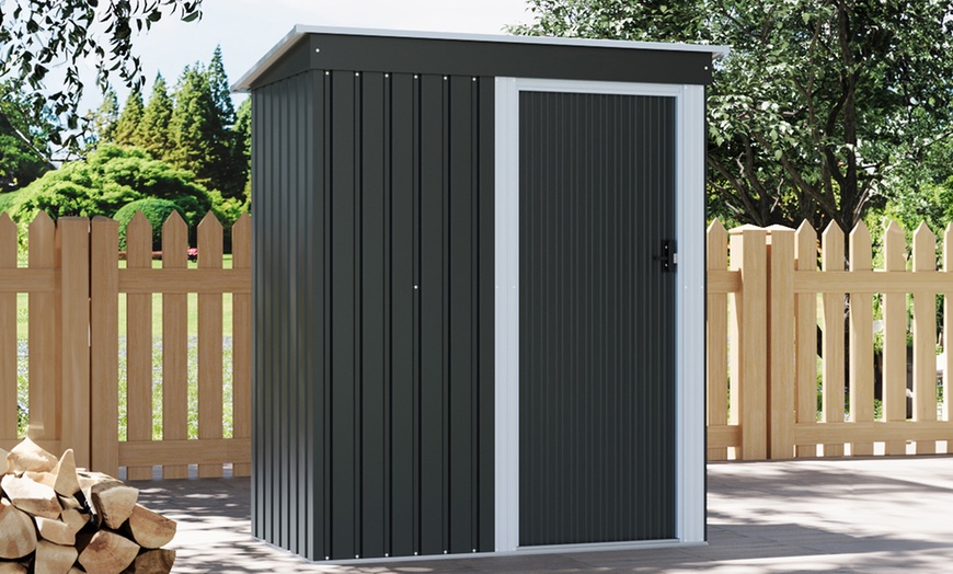 Image 3: 5ft x 3ft Charcoal Black Steel Storage Shed