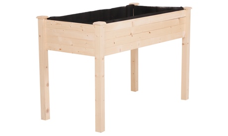 Vaso rialzato in legno con fodera in tessuto