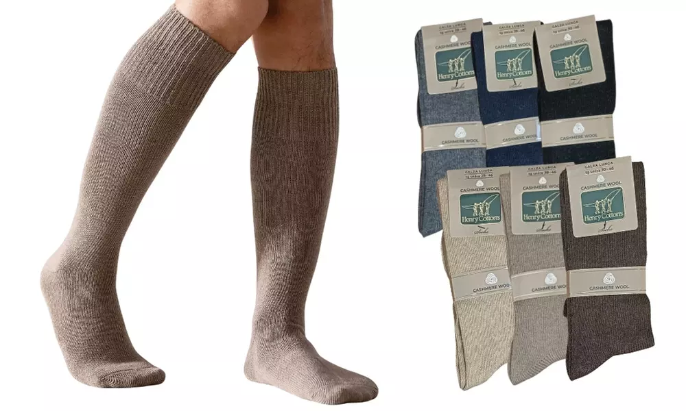 Pack di 6 paia di calze lunghe uomo in cashmere e lana Henry Cotton's