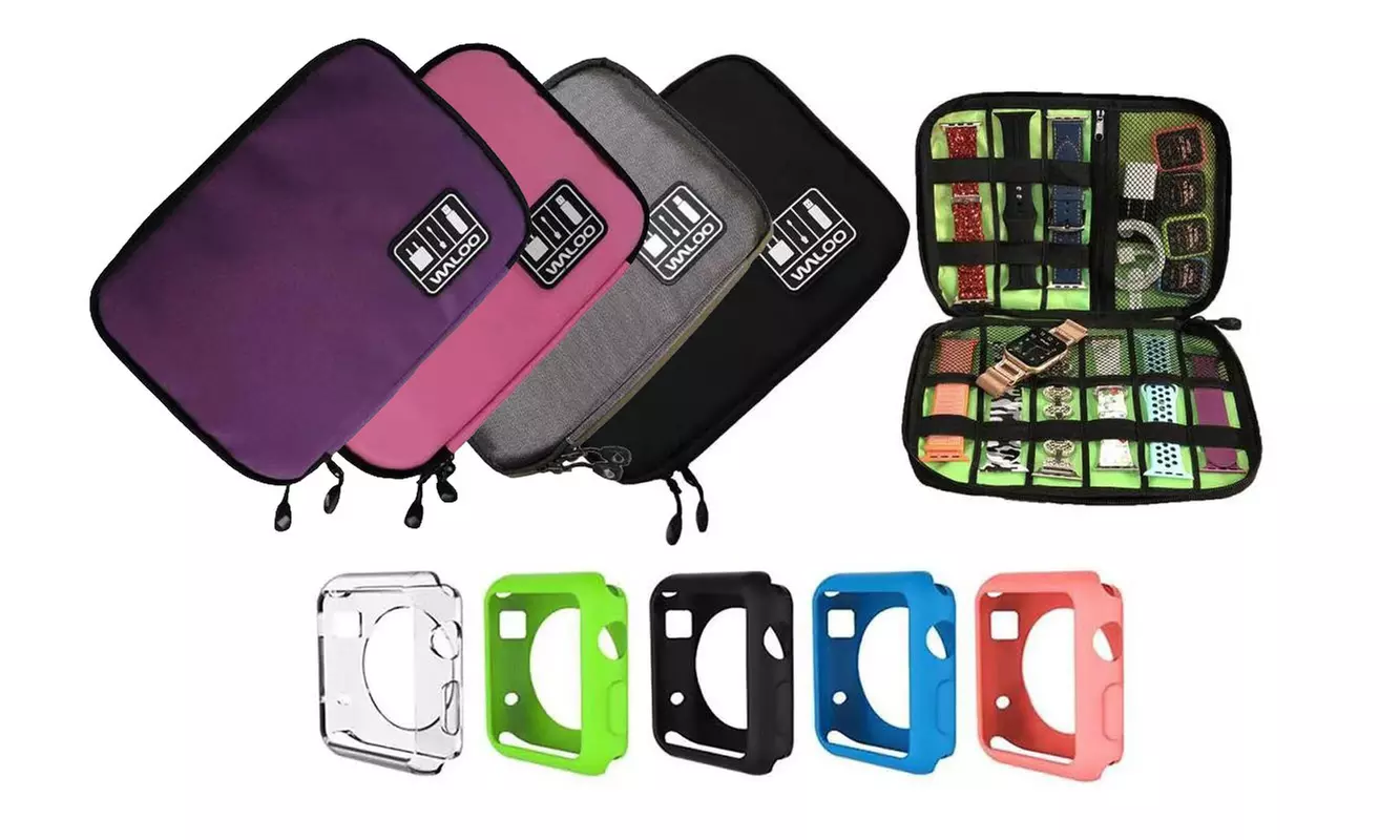 Waloo Apple Watch Band Organizer with Five pack of Faceplate Cover Bundle