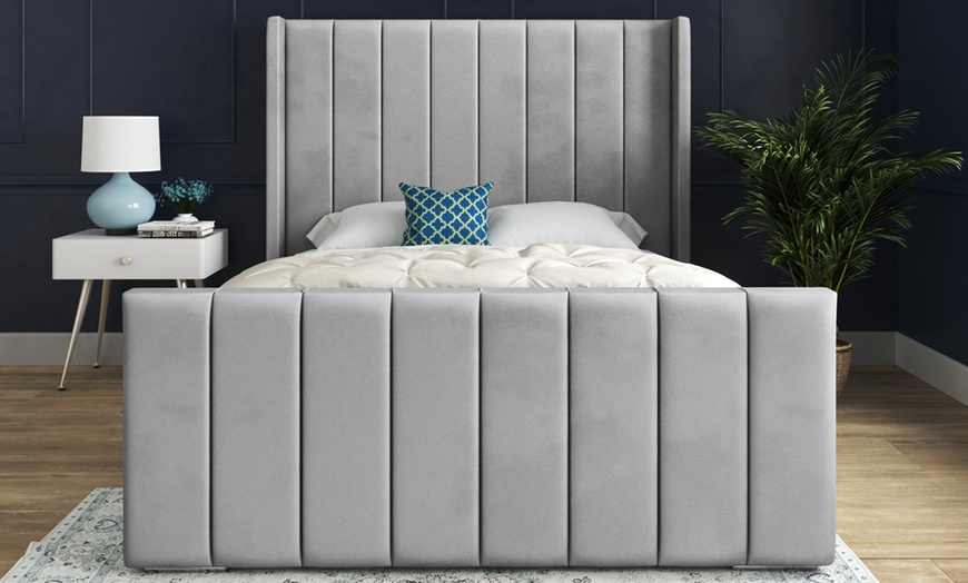 Image 5: Oxford Upholstered Soft Touch Plush Velvet Bed Frame