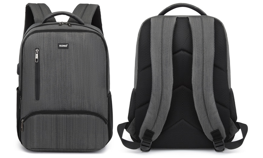 Image 12: KONO Travel Backpack Business Bag with USB Port and Laptop Compartment