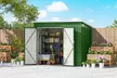 Outsunny Galvanised Steel Garden Storage Shed with Double & Side Doors in Green - Image 2