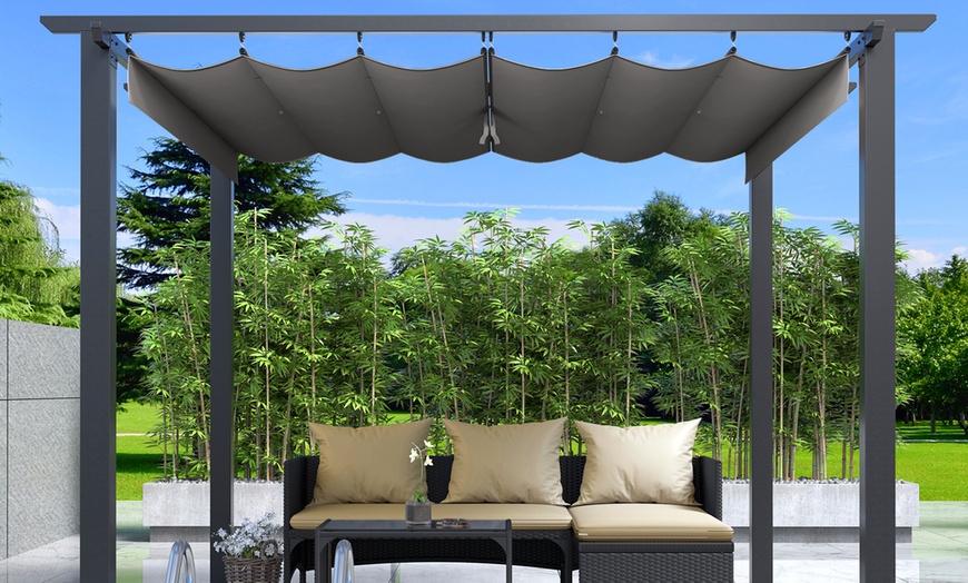 Image 5: 3m x 3m Pergola with Retractable Sun Shade Canopy