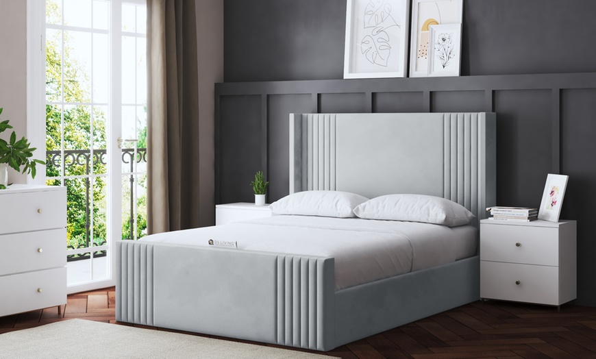 Image 14: DS Living Elara Winged Panel Bed With Ottoman Gas Lift