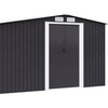Image 15: Outdoor Black Garden Metal Storage Shed with Log Storage