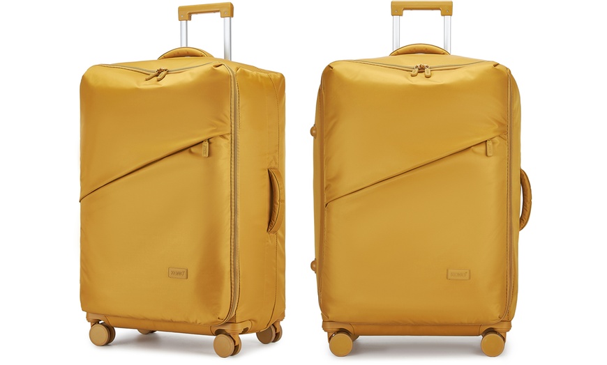 Image 24: KONO Lightweight Soft Shell Suitcase Set TSA Lock Wet/Dey Compartment