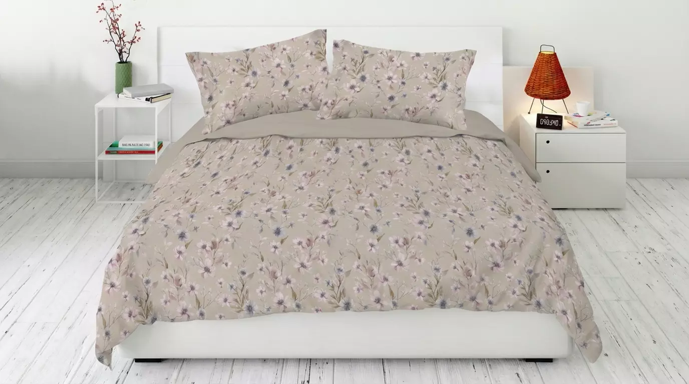 Parure copripiumino matrimoniale in 100% raso di cotone Made in Italy