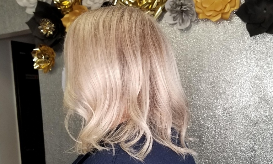 Image 1: Haircut + Condition & Style or Blowdry + Color Retouch 