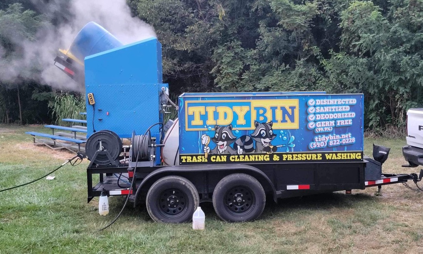 Image 1: Experience On-location Curbside Trash Can Pressure Washing Service